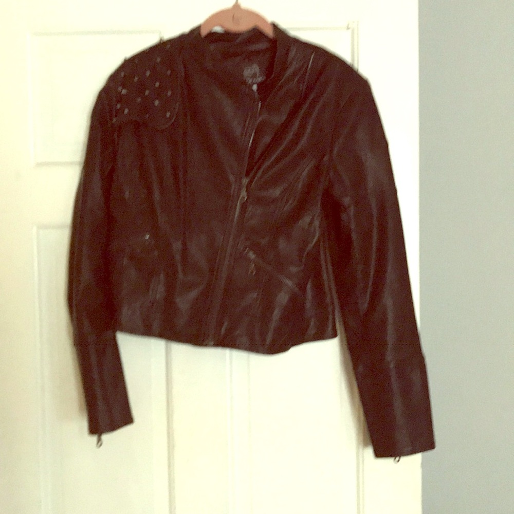 Studded Faux Leather Jacket